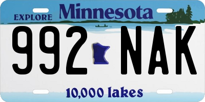 MN license plate 992NAK
