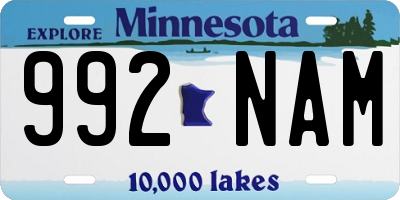 MN license plate 992NAM