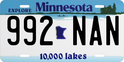 MN license plate 992NAN
