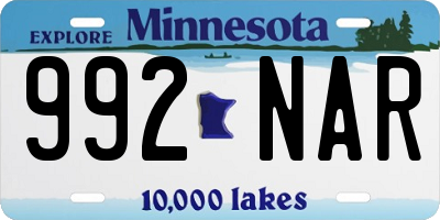 MN license plate 992NAR