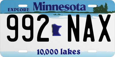 MN license plate 992NAX