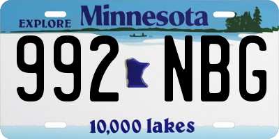 MN license plate 992NBG