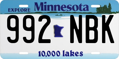 MN license plate 992NBK