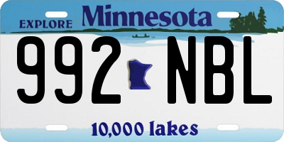 MN license plate 992NBL