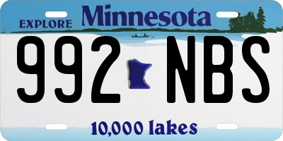 MN license plate 992NBS