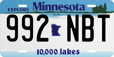 MN license plate 992NBT