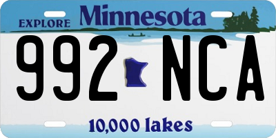 MN license plate 992NCA
