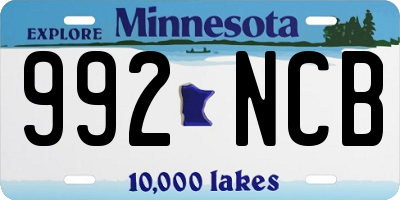 MN license plate 992NCB