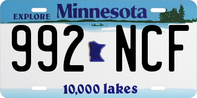 MN license plate 992NCF