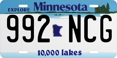 MN license plate 992NCG