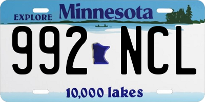 MN license plate 992NCL
