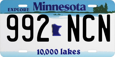 MN license plate 992NCN
