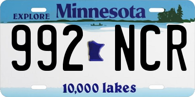 MN license plate 992NCR