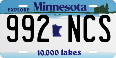 MN license plate 992NCS