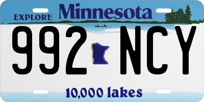 MN license plate 992NCY