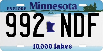 MN license plate 992NDF