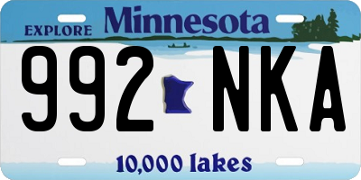 MN license plate 992NKA