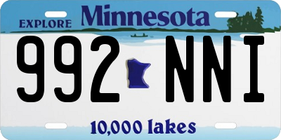 MN license plate 992NNI