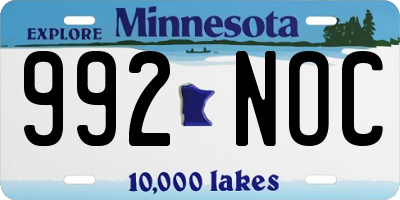 MN license plate 992NOC