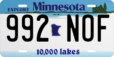 MN license plate 992NOF