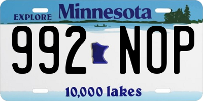 MN license plate 992NOP