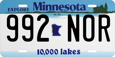 MN license plate 992NOR