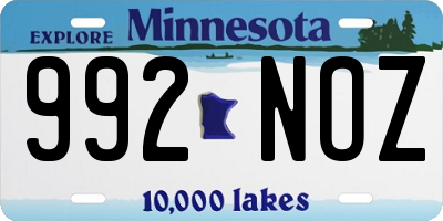 MN license plate 992NOZ