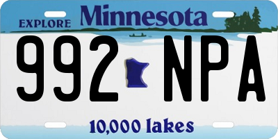 MN license plate 992NPA