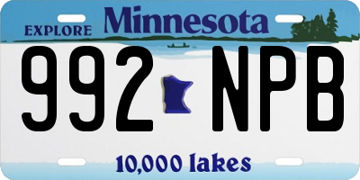 MN license plate 992NPB