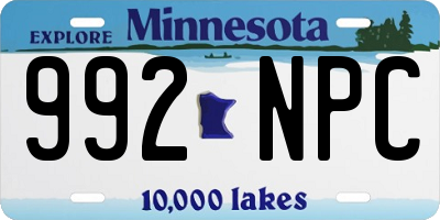 MN license plate 992NPC