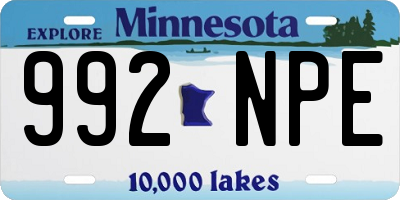 MN license plate 992NPE