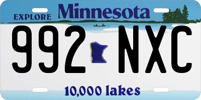 MN license plate 992NXC