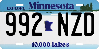 MN license plate 992NZD
