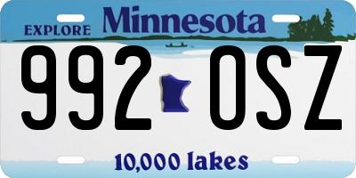 MN license plate 992OSZ