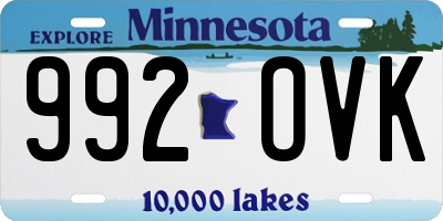 MN license plate 992OVK