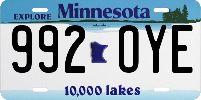 MN license plate 992OYE
