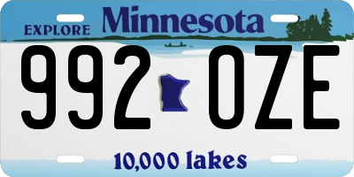 MN license plate 992OZE