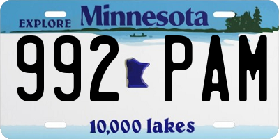 MN license plate 992PAM