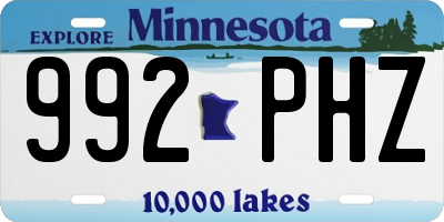 MN license plate 992PHZ