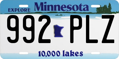 MN license plate 992PLZ
