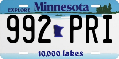 MN license plate 992PRI