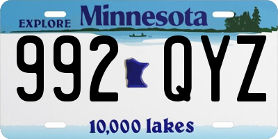 MN license plate 992QYZ
