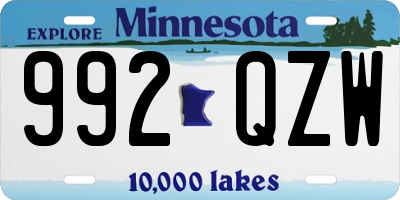MN license plate 992QZW