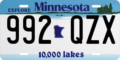 MN license plate 992QZX