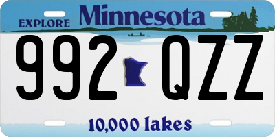 MN license plate 992QZZ