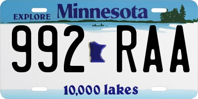 MN license plate 992RAA