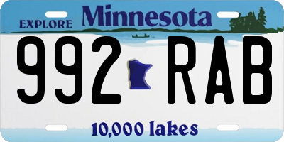 MN license plate 992RAB
