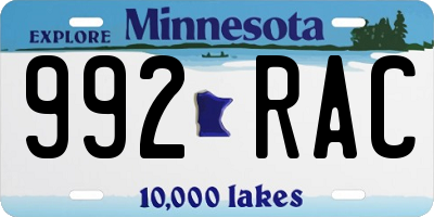 MN license plate 992RAC