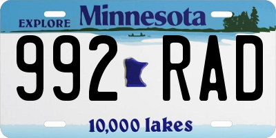 MN license plate 992RAD