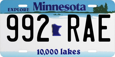 MN license plate 992RAE
